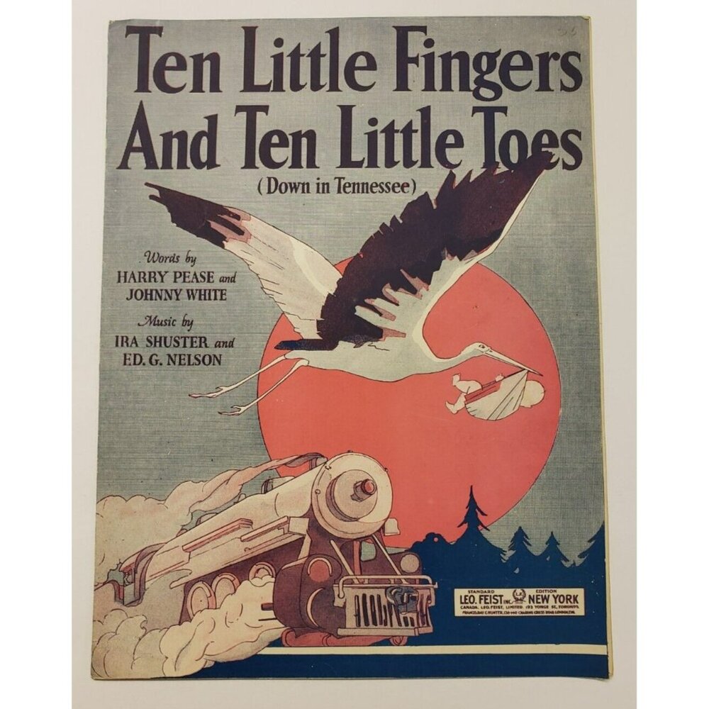 Sheet Music- Ten Little Fingers and Ten Little Toes (Down in TN) Antique 1921